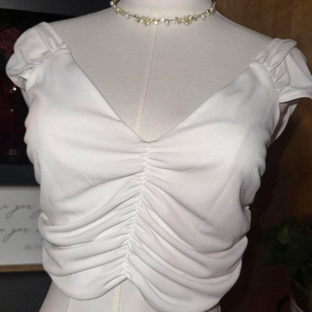 Zara white ruched sweetheart top